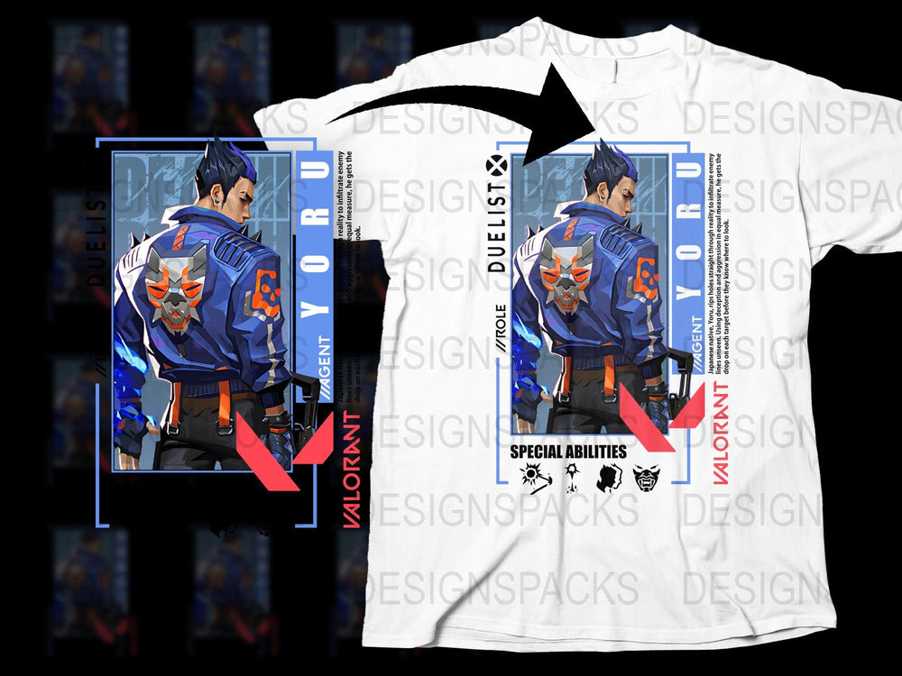 Valorant Inspired Agent Cypher Graphic T-Shirt, Gaming Casual Wear, Unisex Full Print Tee