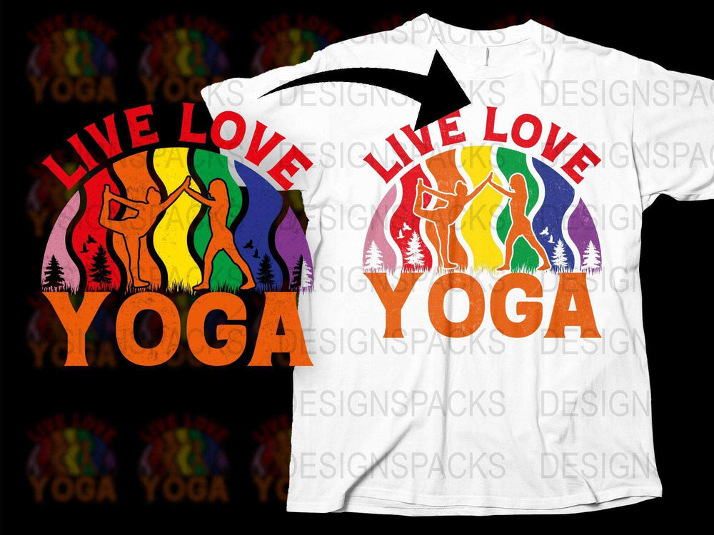 Live Love Yoga T-Shirt, Colorful Psychedelic Print, Unisex Yoga Tee, Spiritual Fitness Apparel, Gift for Yogis