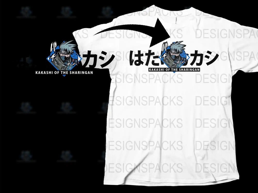 Anime Kakashi Hatake Sharingan Graphic T-Shirt, White Manga Tee, Unisex Adult Casual Otaku Apparel