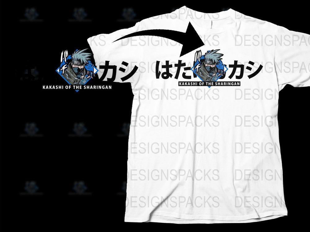 Anime Kakashi Hatake Sharingan Graphic T-Shirt, White Manga Tee, Unisex Adult Casual Otaku Apparel