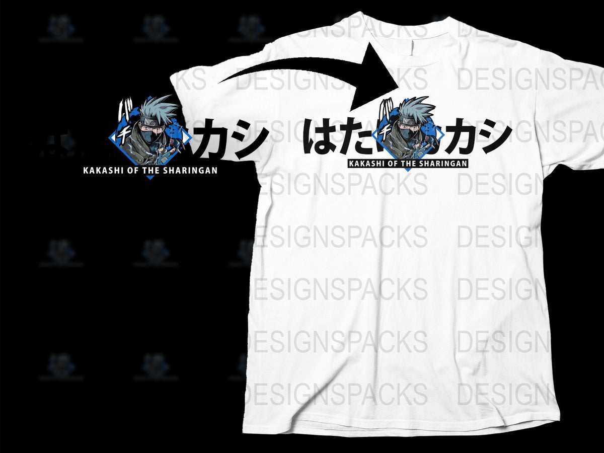 Anime Kakashi Hatake Sharingan Graphic T-Shirt, White Manga Tee, Unisex Adult Casual Otaku Apparel