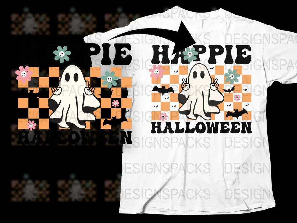 Cute Ghost Pie Hippie Halloween T-Shirt, Fall Season Spooky Tee, Unisex Floral Ghost Apparel Gift