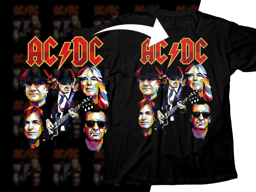 AC/DC Colorful Rock Band Member Design Png Halftone Digital Download