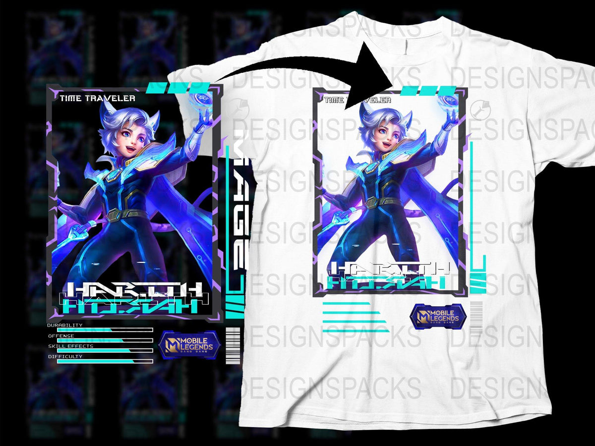 Mobile Legends Game Inspired T-Shirt, Time Traveler Hero Graphic Tee, Unisex Casual Wear