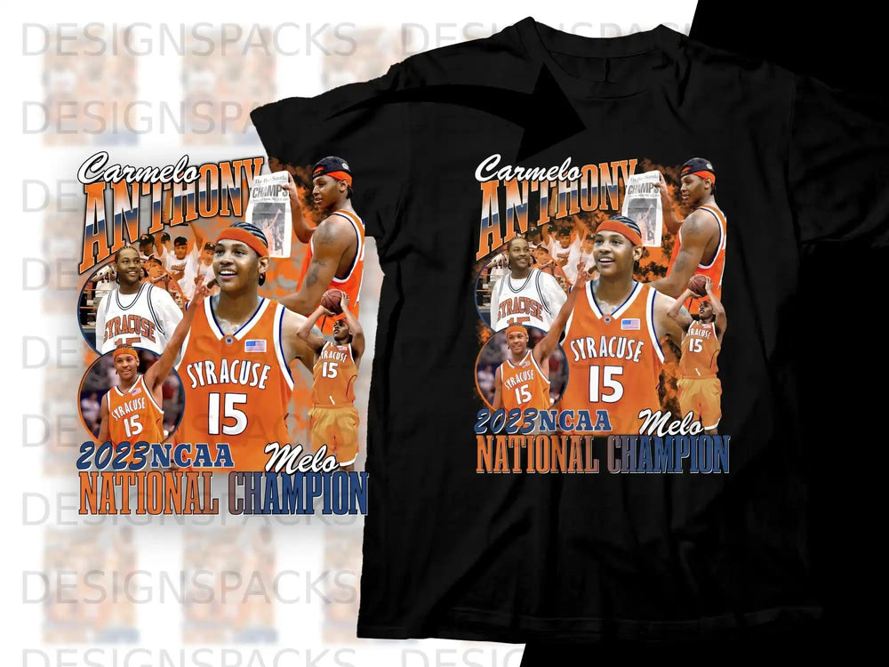 Carmelo Anthony Syracuse 15 2023 NCAA National Champion t-shirt design.