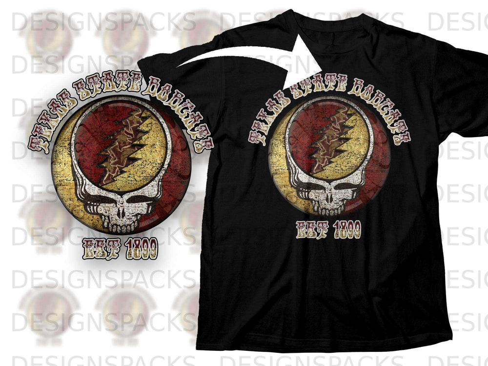 Texas State Bobcats Skull Logo Graphic Tshirt