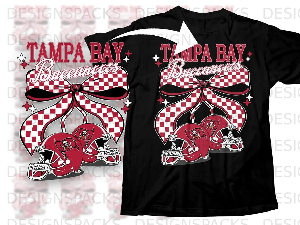 Tampa Bay Buccaneers Checkered Bow Helmets T-Shirt