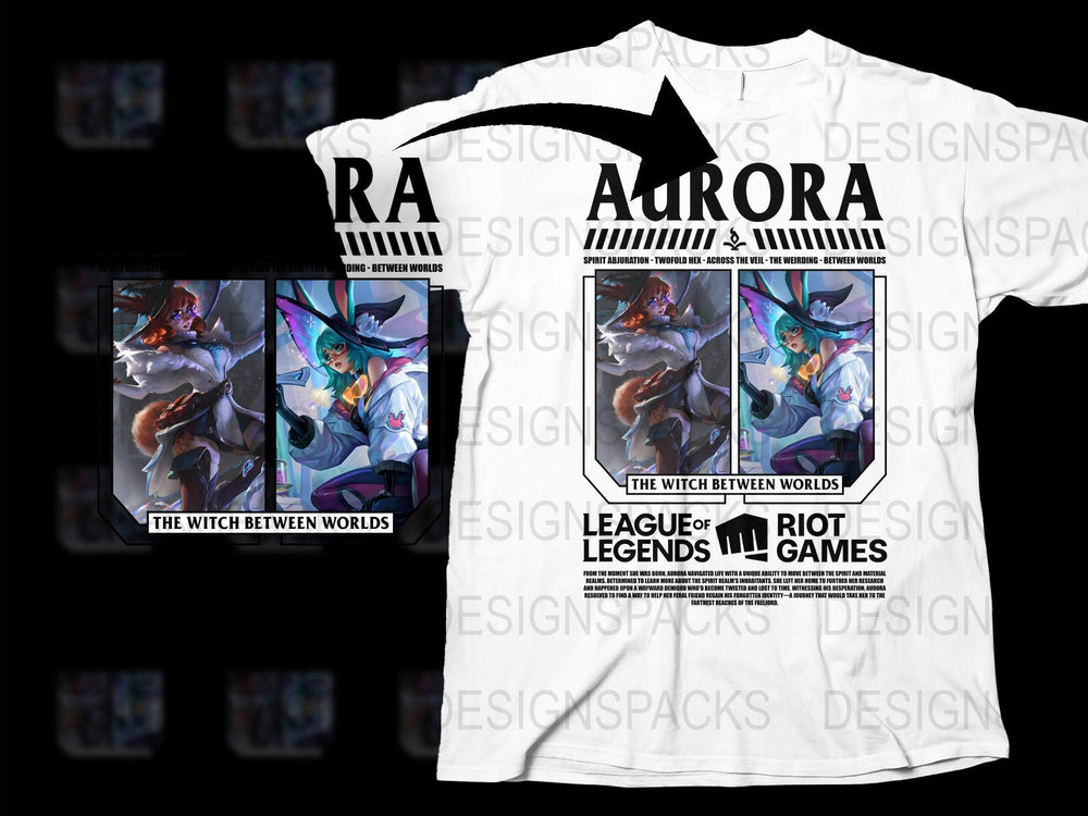 League of Legends Aurora Witch Between Worlds Graphic T-Shirt, Gamer Apparel, Riot Games Merchandise