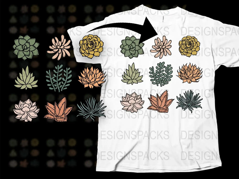 Succulent Design T-Shirt, Botanical Graphic Tee, Unisex White Floral Shirt, Trendy Plant Lover Gift