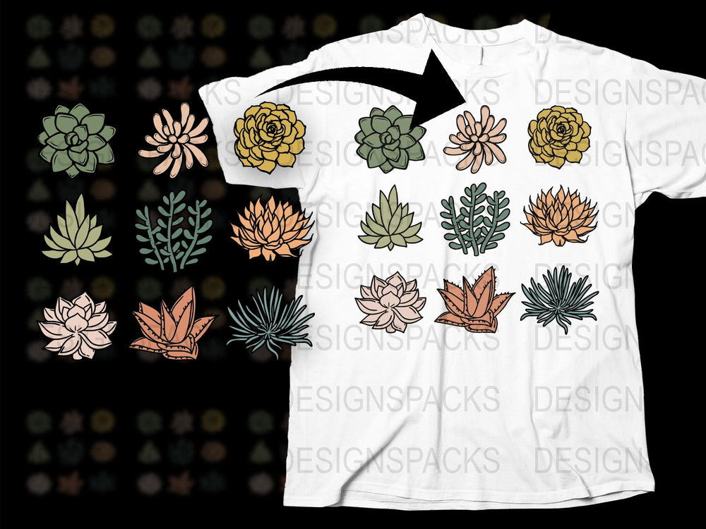 Succulent Design T-Shirt, Botanical Graphic Tee, Unisex White Floral Shirt, Trendy Plant Lover Gift