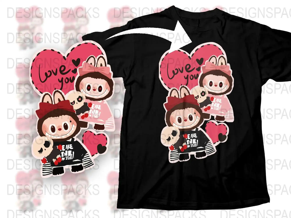 Cute Monkey Heart Love You T-Shirt, Valentine's Day Family Matching Tees, Adorable Animal Graphic Shirt, Kids and Adults Sizes Available