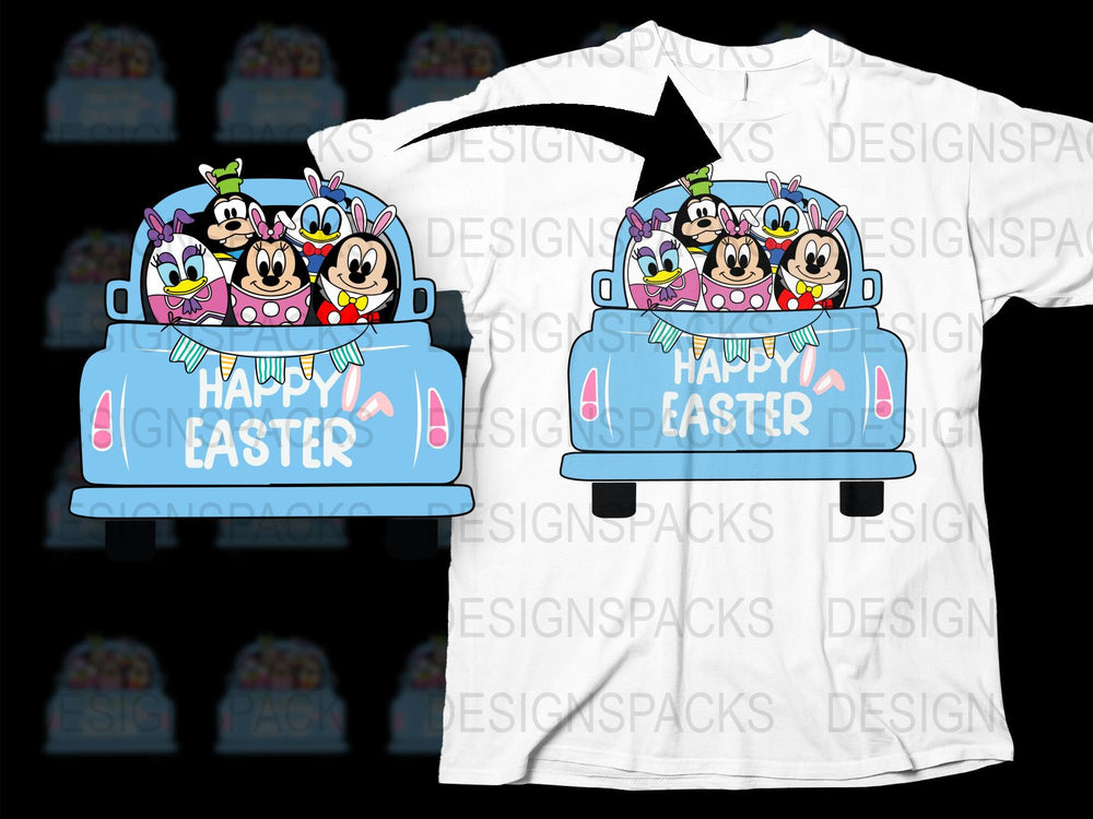 Happy Easter Disney Inspired T-Shirt, Family Matching Tee, Kids and Adults Cartoon Character Shirt, Holiday Apparel