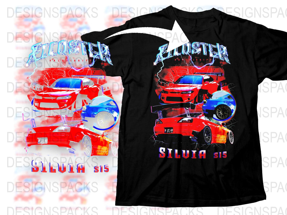 Red Sports Car Silvia S15 Graphic T-Shirt, Racing Enthusiast Tee, Bold Automobile Design, Unisex Fashion