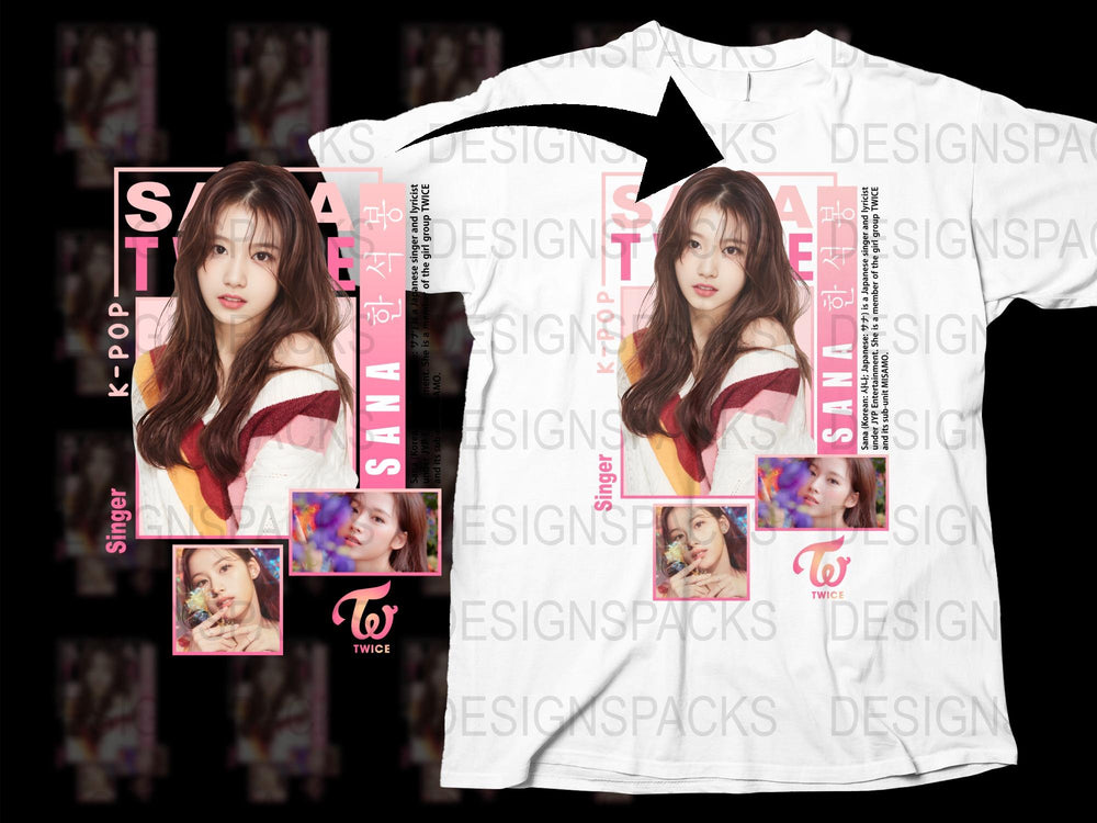 K-Pop Sana TWICE T-Shirt, Korean Pop Music Idol Fan Merch, Trendy Graphic Tee, Unisex Fashion Top