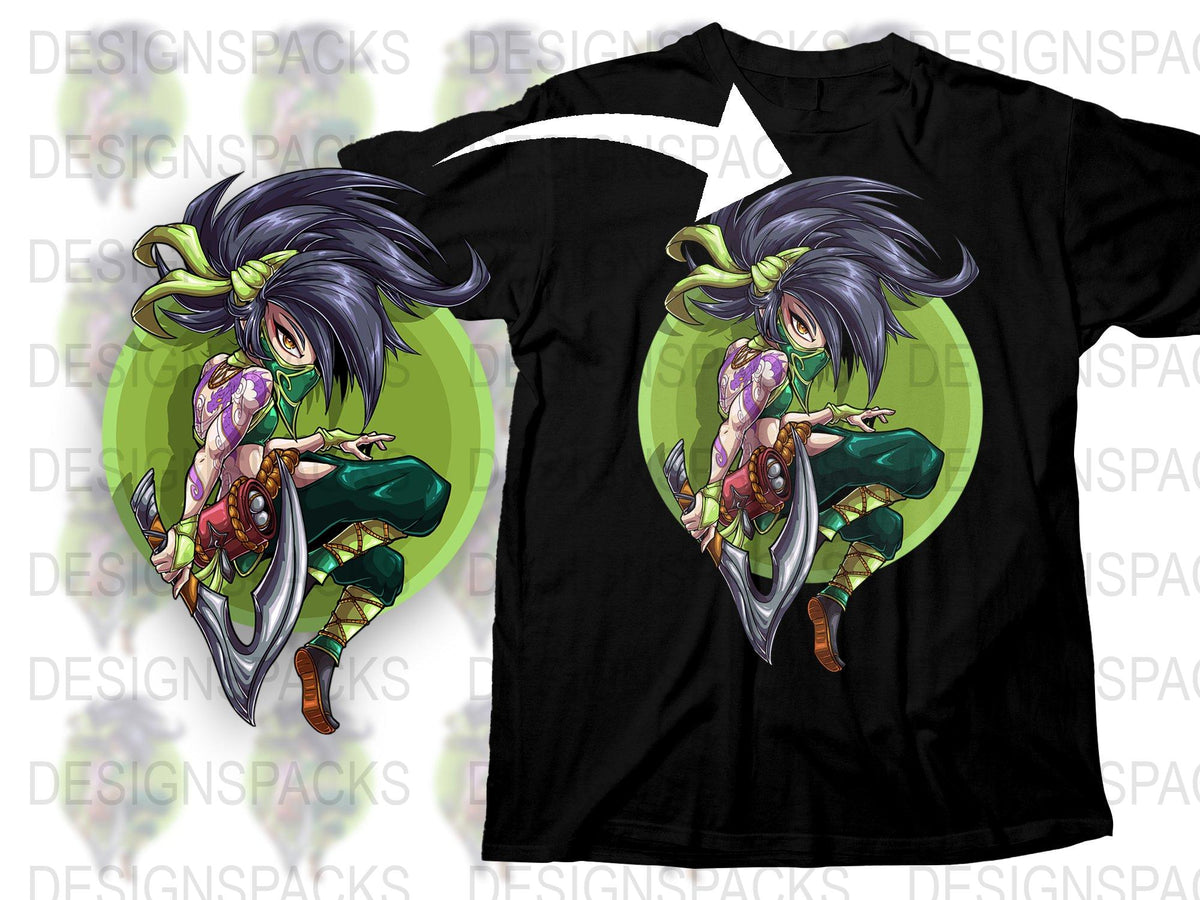 Anime Character T-Shirt, Stylish Green and Black Tee, Unisex Manga Graphic Shirt, Trendy Casual Wear