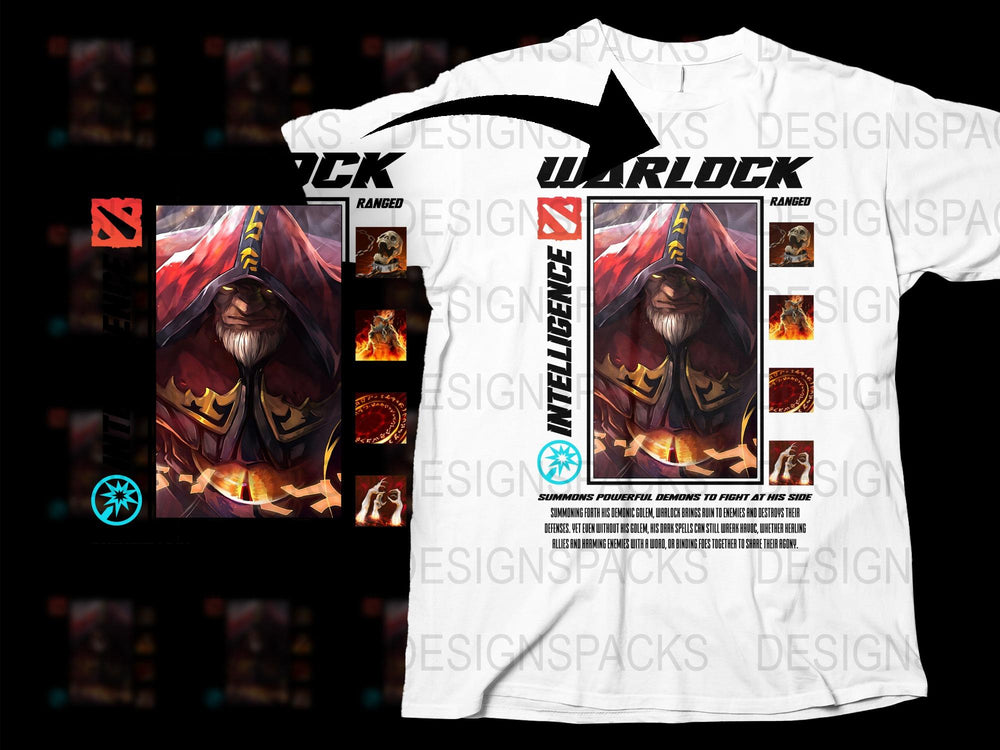 Fantasy Warlock Graphic T-Shirt, Fiery Wizard Design, Magic Spellcaster Apparel, Gaming Themed Clothing, Unique Gift for Gamers