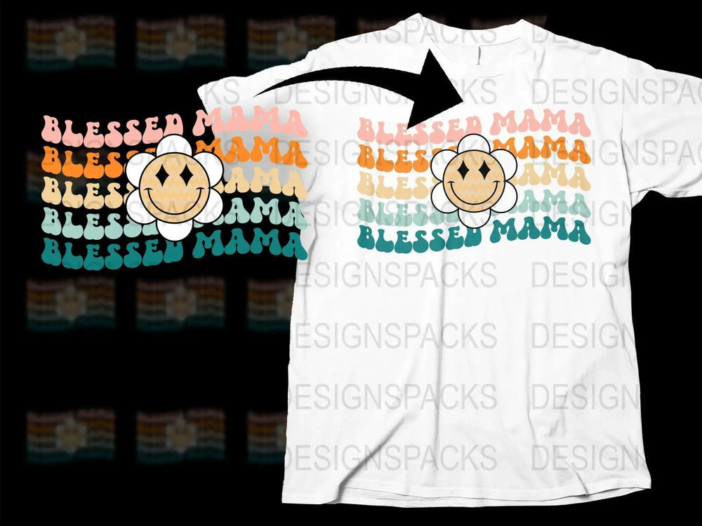 Blessed Mama T-Shirt, Colorful Mom Life Tee, Cute Mother's Day Gift, Trendy Typography Shirt