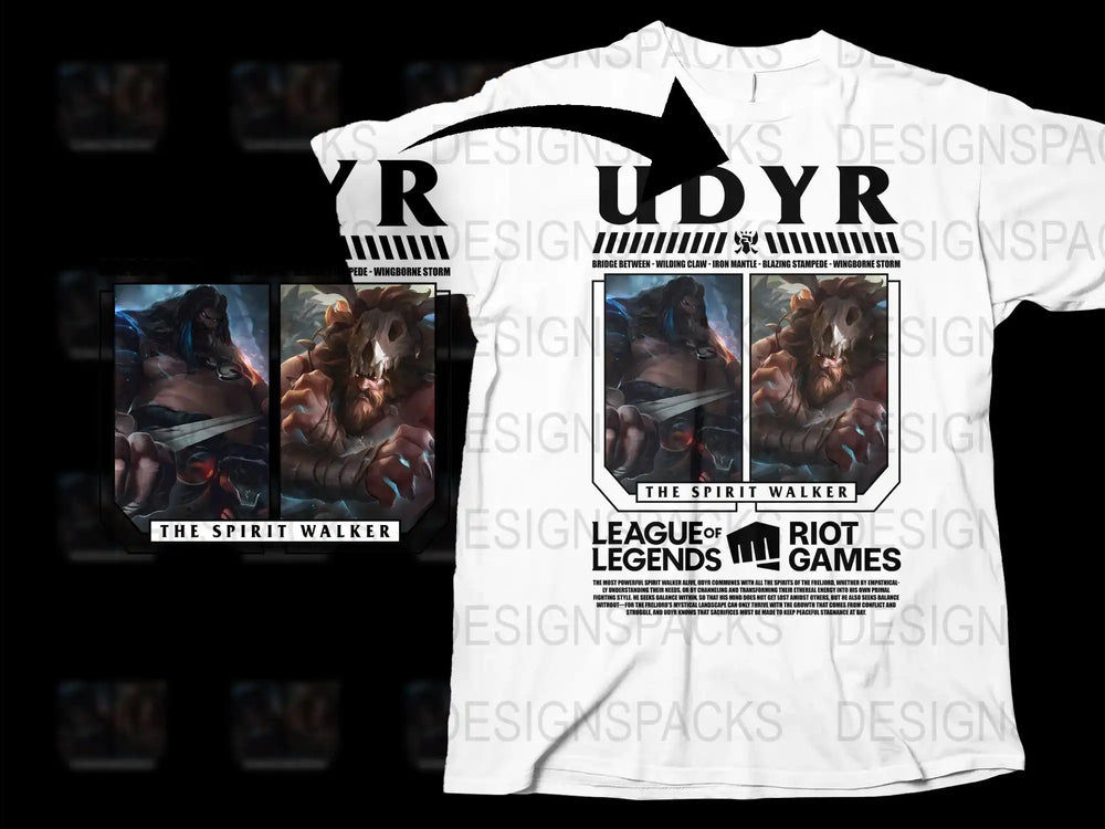 League of Legends Udyr Spirit Walker T-Shirt, Gaming Fan Apparel, White Graphic Tee