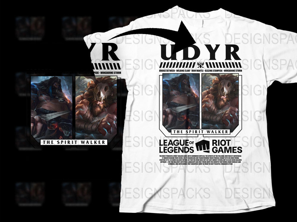 League of Legends Udyr Spirit Walker T-Shirt, Gaming Fan Apparel, White Graphic Tee