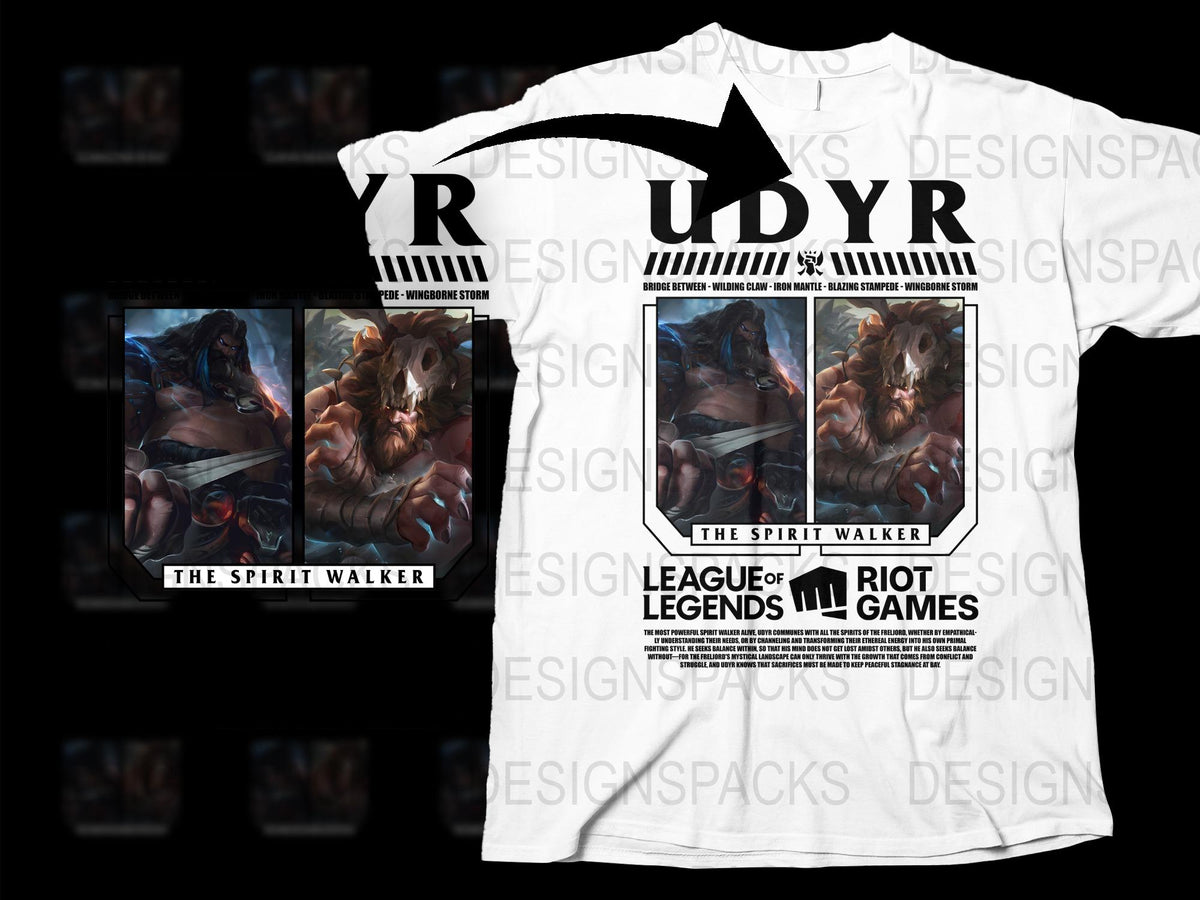 League of Legends Udyr Spirit Walker T-Shirt, Gaming Fan Apparel, White Graphic Tee