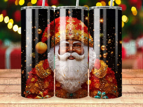 Santa Claus with festive gold and red regalia.