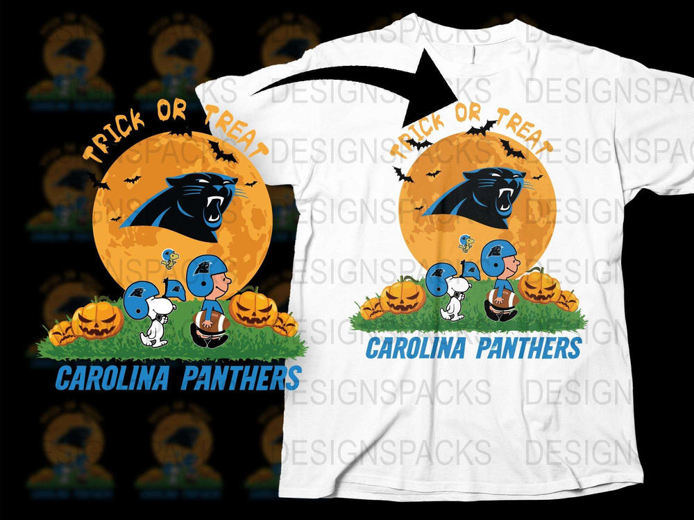 Carolina Panthers Halloween T-Shirt, Trick Or Treat Football Fan Gear, Festive Fall Sports Apparel