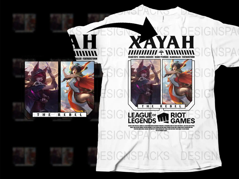 League of Legends Xayah The Rebel Graphic T-Shirt, Gaming Apparel, Riot Games Merchandise