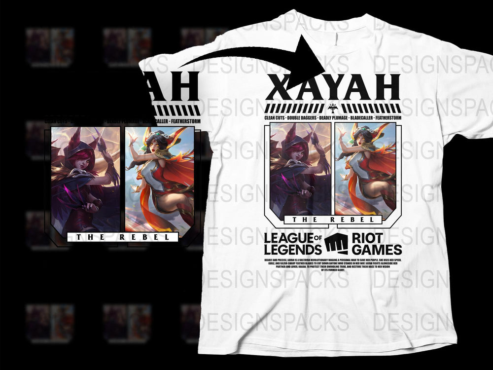 League of Legends Xayah The Rebel Graphic T-Shirt, Gaming Apparel, Riot Games Merchandise