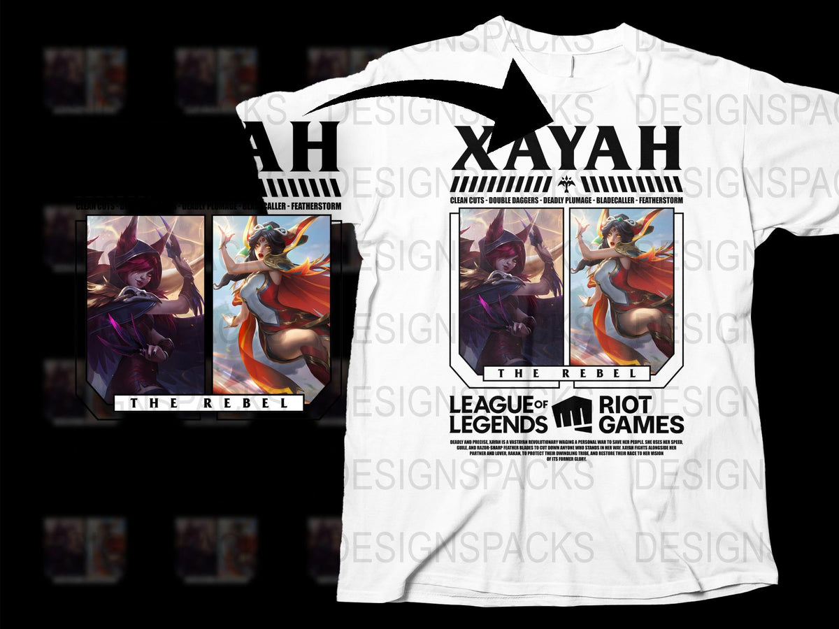 League of Legends Xayah The Rebel Graphic T-Shirt, Gaming Apparel, Riot Games Merchandise