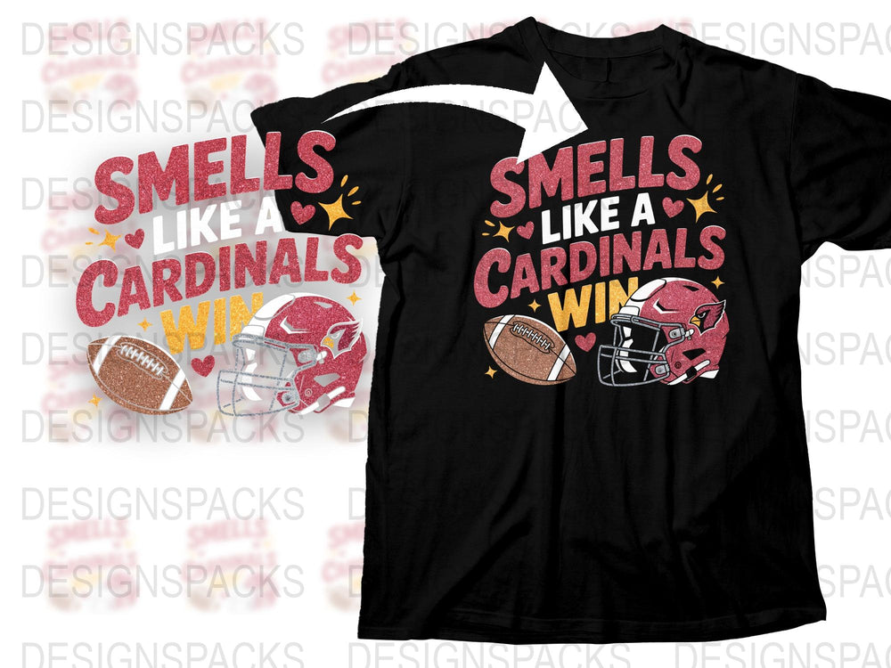 Smells Like a Cardinals Win T-Shirt, Football Fan Graphic Tee, Sports Team Support Shirt, Game Day Apparel