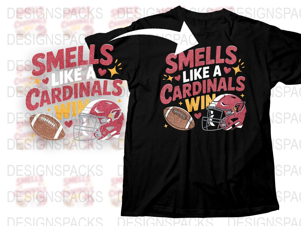 Smells Like a Cardinals Win T-Shirt, Football Fan Graphic Tee, Sports Team Support Shirt, Game Day Apparel