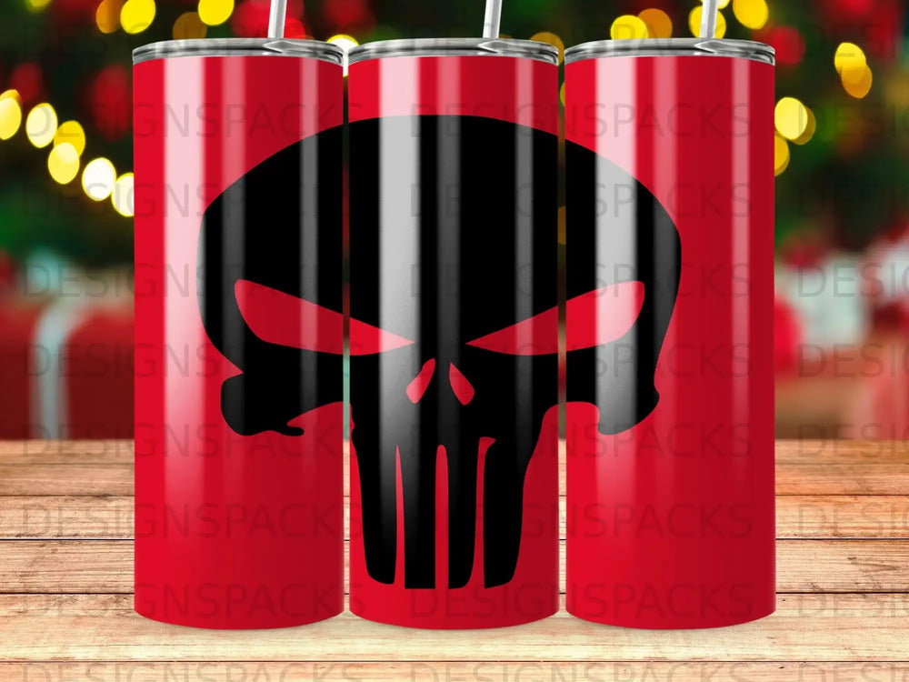 Red Black Punisher Skull Design Tumbler product type