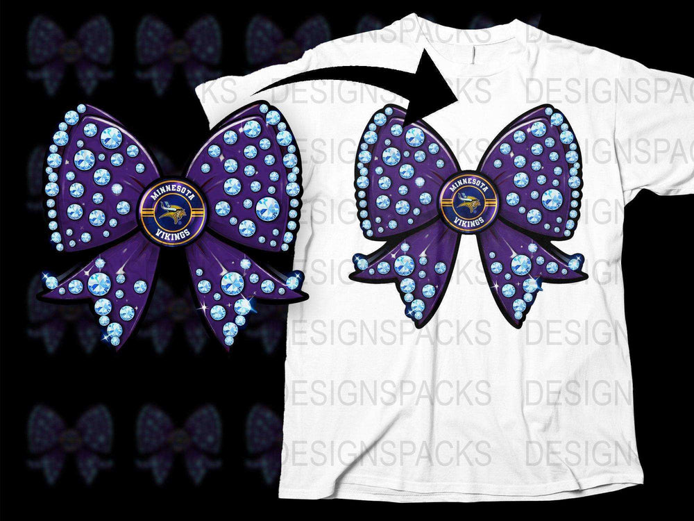 Purple Butterfly Bow Tie T-Shirt, Sparkly Rhinestone Design, Unique Graphic Tee for Casual Wear