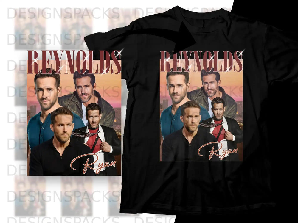 Ryan Reynolds t-shirt graphic with text "REYNOLDS" and "Ryan".