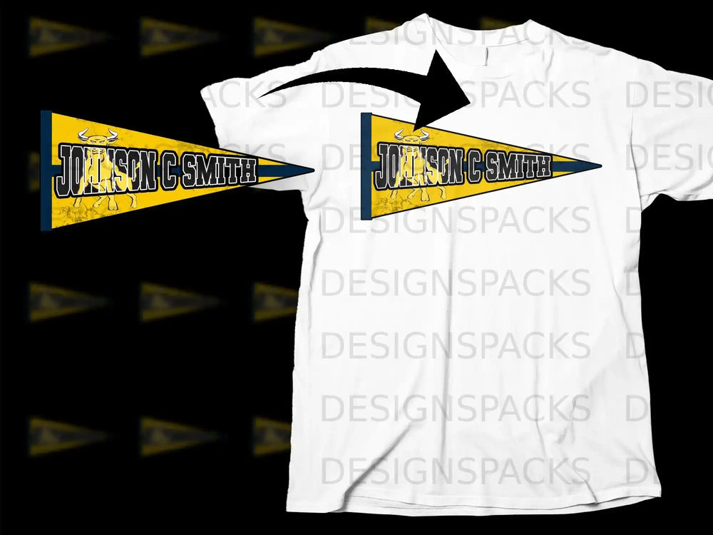 Johnson C Smith Bull Logo Yellow Flag T-shirt Print