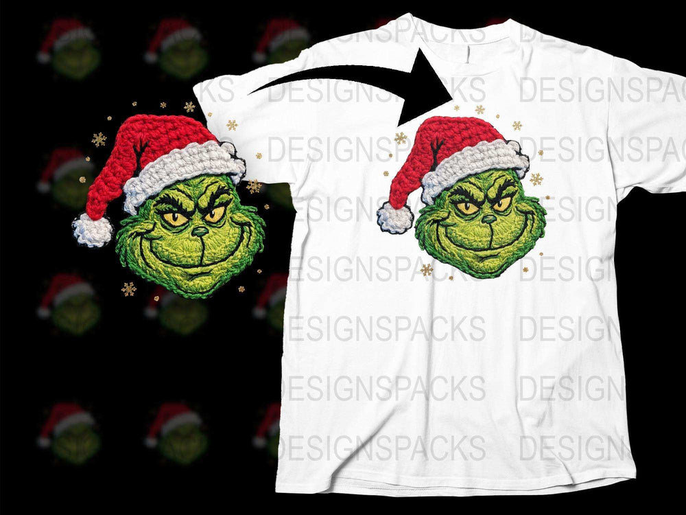 Christmas Grinch T-Shirt, Festive Holiday Apparel, Santa Hat Graphic Tee, Unisex Adult Clothing