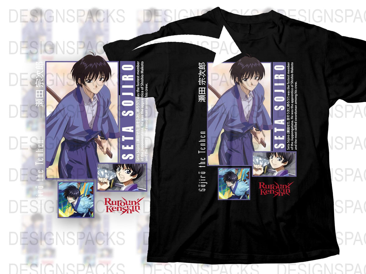 Rurouni Kenshin Anime T-Shirt, Seta Sojiro Graphic Tee, Manga Series Fan Merch, Unisex Clothing