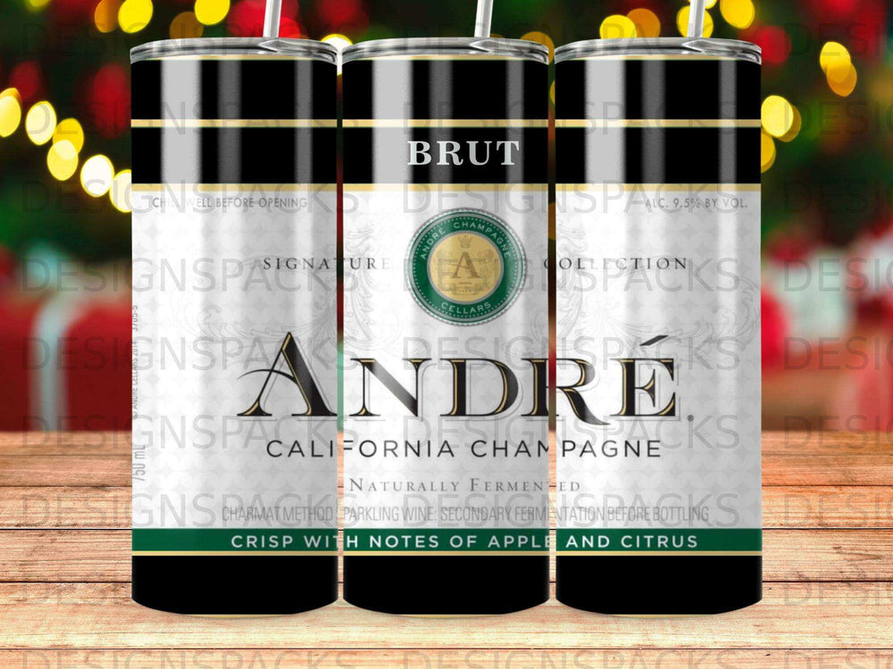 Brut André champagne bottle with "California Champagne" text.