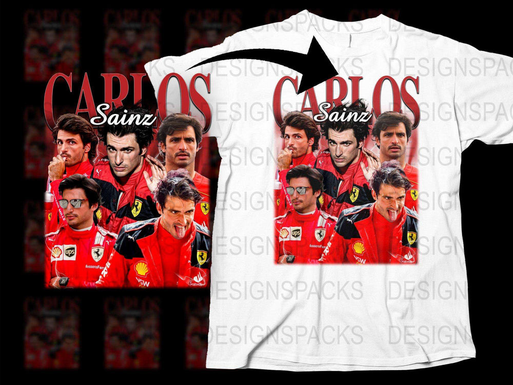 Carlos Sainz Graphic T-Shirt, Ferrari F1 Racing Driver, Fan Merchandise, Motorsport Apparel, Collector's Item, Unisex Fashion