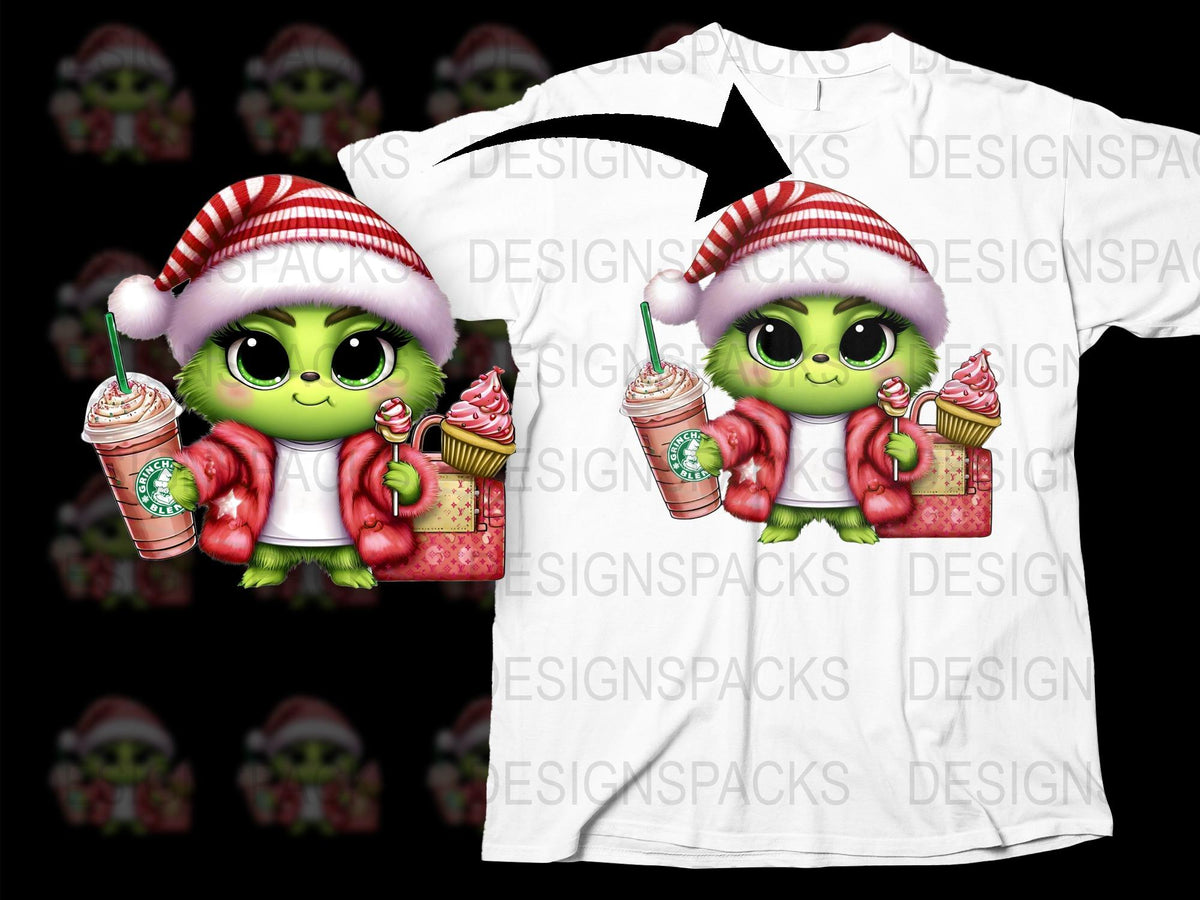 Cute Alien Christmas T-Shirt, Festive Holiday Tee, Kids and Adults, Santa Hat Design, Unique Gift Idea
