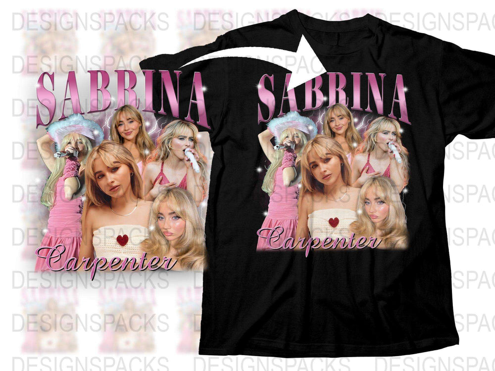 Sabrina Carpenter Photo Collage T-Shirt, Pink Fan Art Tee, Pop Music Merch, Singer Graphic Shirt