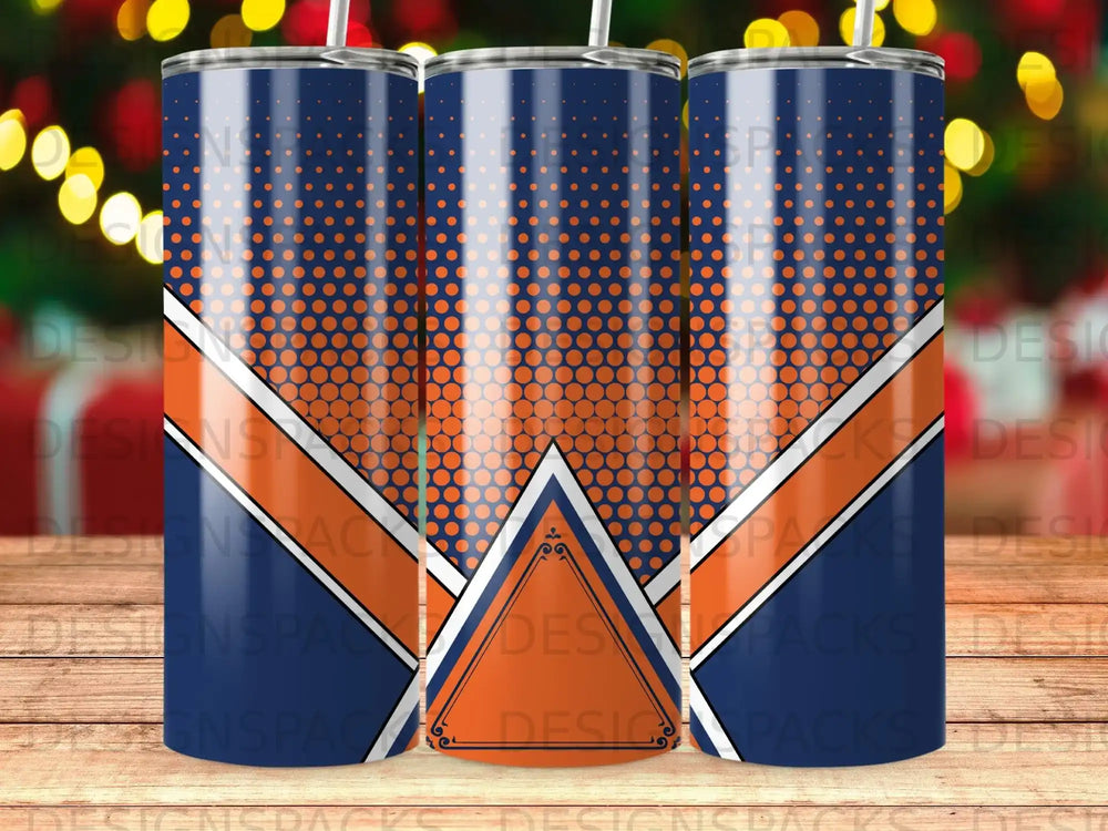 Blue Orange Halftone Stripes Triangle Geometric Tumbler product type