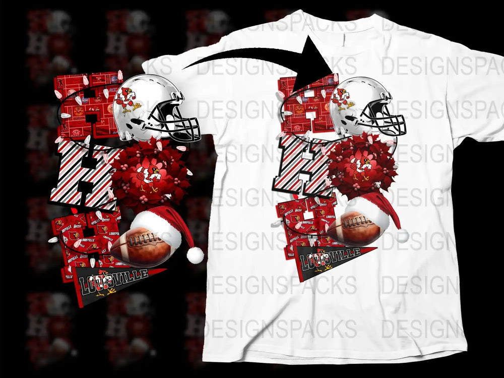 Football Helmet and Flowers Graphic T-Shirt, Red and White Athletic Tee, Unisex Sports Apparel for Game Day