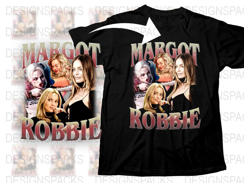 Margot Robbie Fan T-Shirt, Celebrity Photo Collage, Hollywood Actress Tee, Gift for Movie Lovers