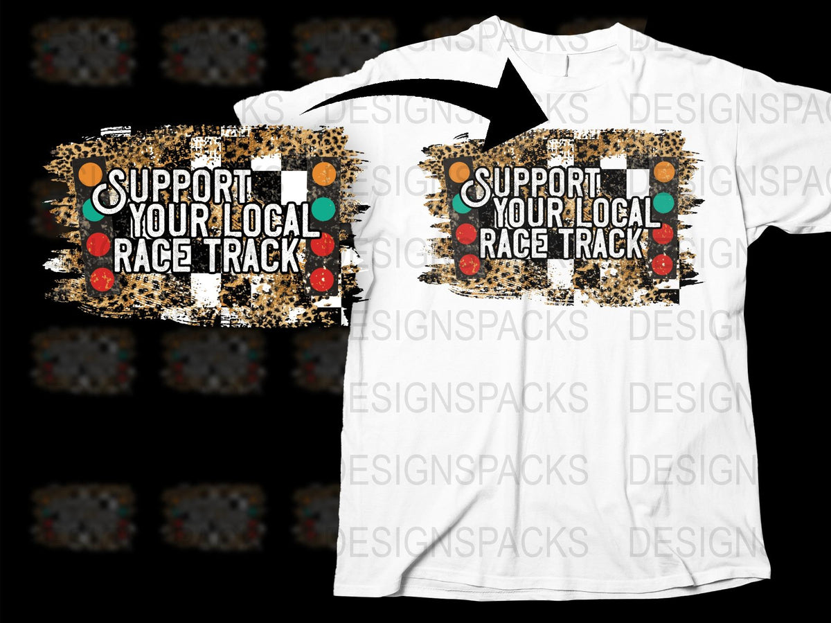 Support Your Local Race Track T-Shirt, Racing Fan Apparel, Leopard Print Graphic Tee, Unisex Fit