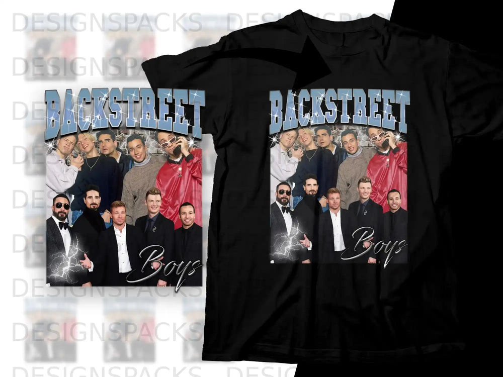 Backstreet Boys graphic tee with band photo and lightning accents.