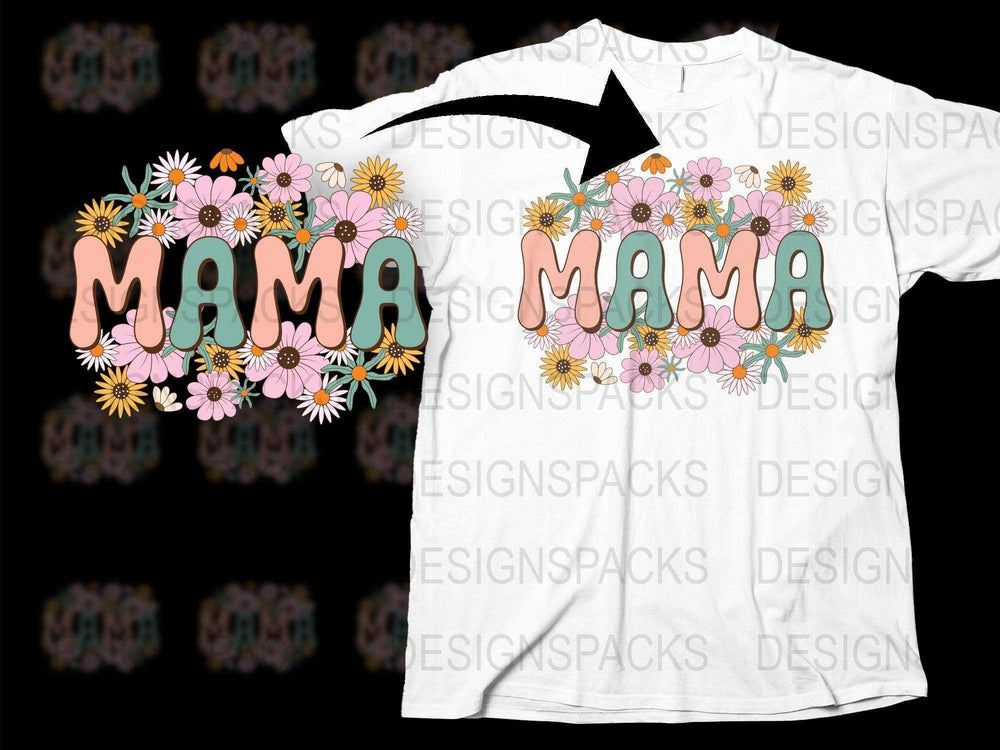 Floral Mama T-Shirt, Cute Mother's Day Gift, Daisy Flower Graphic Tee, Spring Fashion for Moms