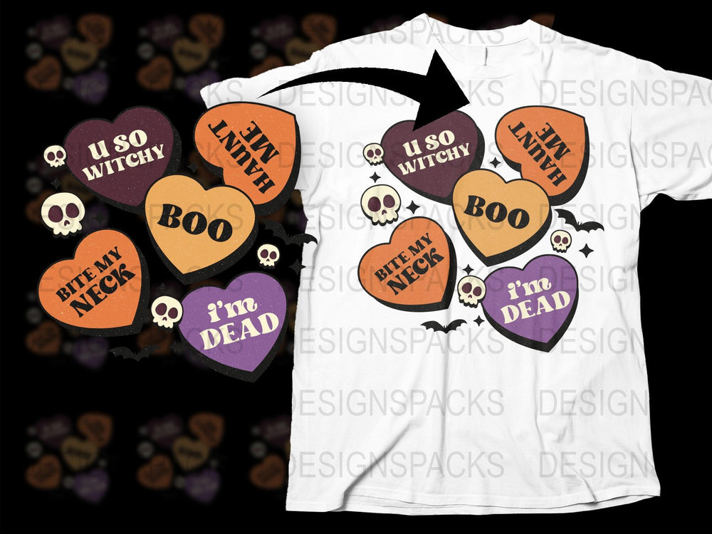 Halloween Candy Heart Shirt, Funny Spooky T-Shirt, Witchy Boo Ghost Apparel, Unique Fall Clothing Gift