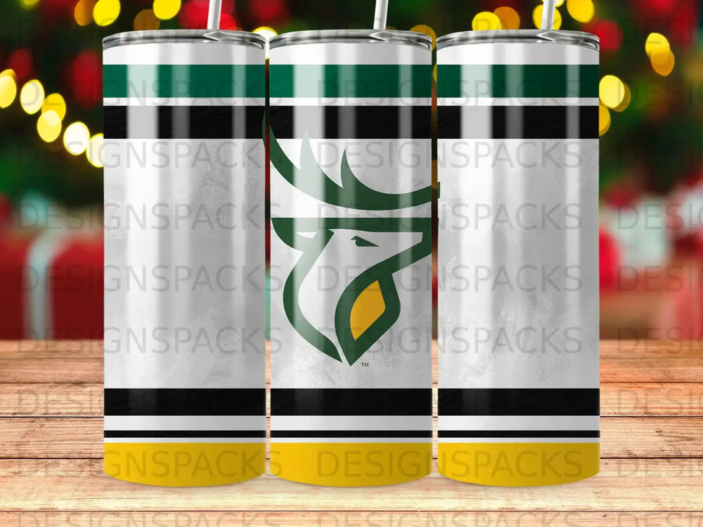 Green White Black Yellow Stripe Deer Logo Tumbler product type