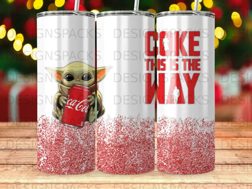 Baby Yoda Grogu Coke This Is The Way red glitter tumbler product type